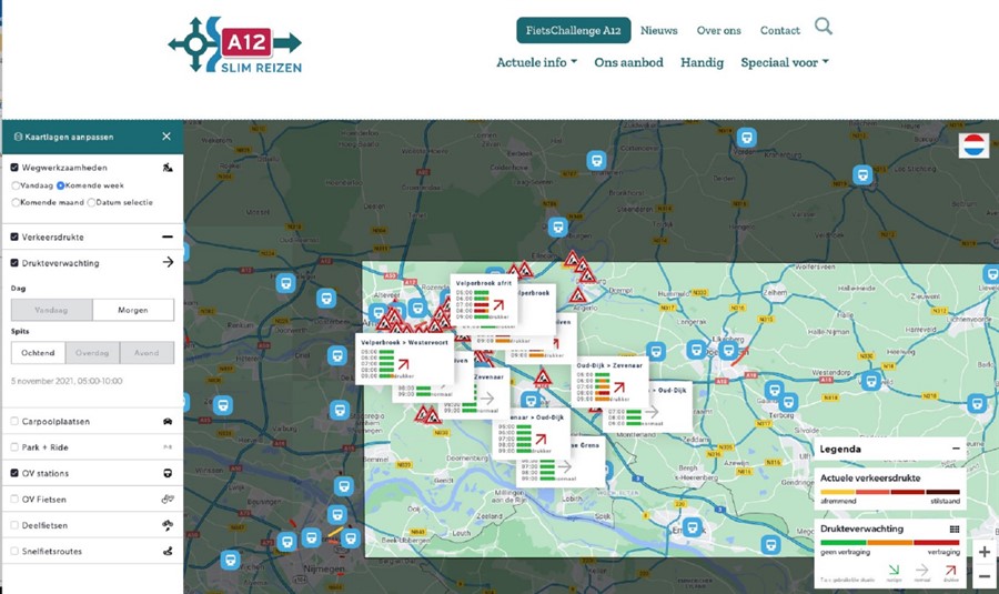 Bericht Interactieve kaart voorspelt verkeersdrukte op snelweg A12 bekijken